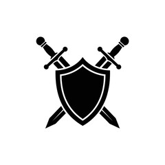 Shield with Crossed Swords Icon &ndash; Warrior Protection Emblem Symbol