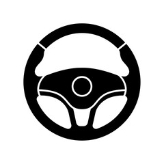 Car Steering Wheel Icon &ndash; Driving Control Automotive Symbol Illustration