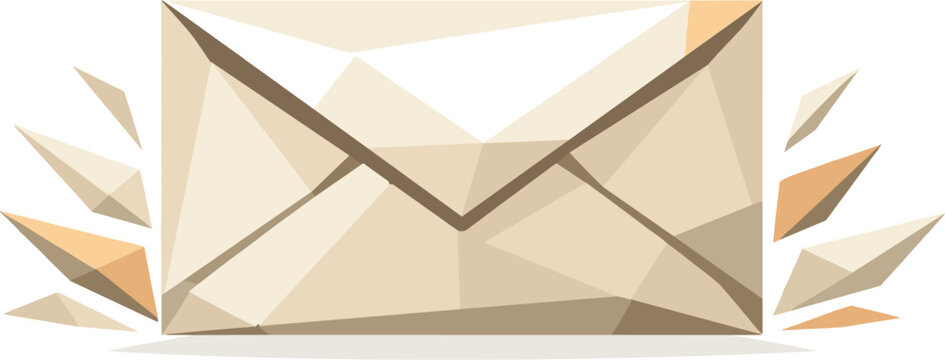 Geometric Mail Envelope. Low-poly vector illustration of a classic mail envelope representing messages, invitations, and personal