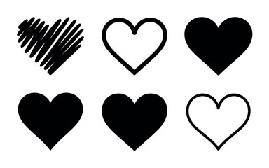 A collection of black heart shapes on a white background