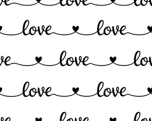 A beautiful illustration of the word love with hearts on a white background