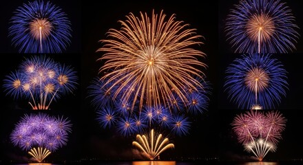 Obraz premium Vibrant fireworks display in the night sky