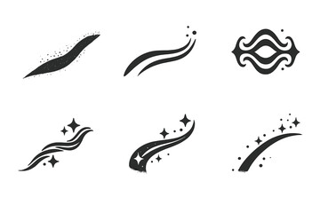 Obraz premium Subtle Motion Icons. Solid style icons of Subtle Motion: grain line, drift curve, soft pulse, flowing thread, luminous path,