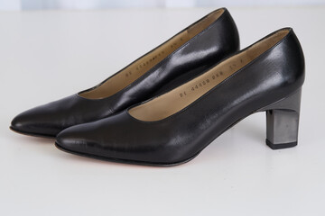 Metallic and leather shoe on a white background