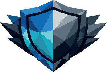 Fototapeta premium Geometric Security Shield. Low-poly vector illustration focused on a shield symbolizing security and protection, polygonal