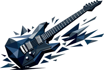 Electric Guitar Geometry. Low-poly vector illustration of a modern electric guitar representing sound, creativity, and performance