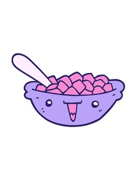 jiggle motion animation of cute cartoon bowl of cereal