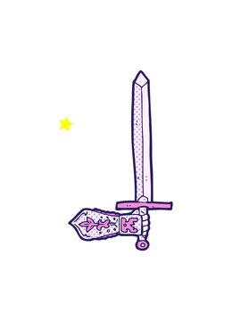 twinkling stars effect animation of cartoon sword and hand