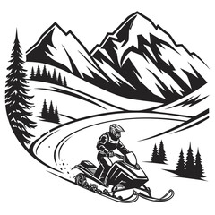 Snowmobiling through mountain trails © Mamun