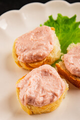 Obraz premium Cod roe salty dip tarama spread seafood food preparation tasty snack fresh delicious gourmet food background on the table rustic food top view copy space pescetarian diet