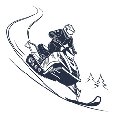 Snowmobiling through winter trails
