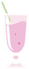 Fototapeta premium Vector illustration of a milkshake glass with straw and simple topping