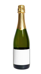 Elegant champagne bottle isolated on transparent background