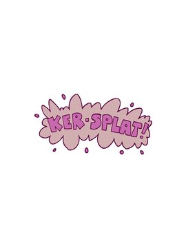 pressure popping animation of cartoon doodle words ker splat