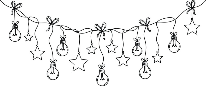Festive string lights with star decorations for holiday decor