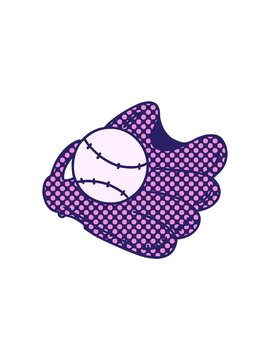 popping motion animation of hand drawn cartoon doodle of a baseball and glove