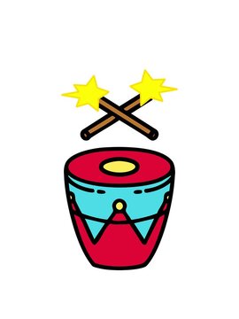 spinning stars animation of traditional brazilian drum percussion instrument