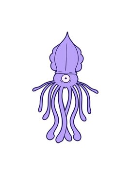 jiggle and pause animation of cartoon squid