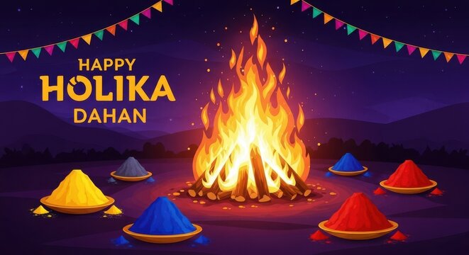 Celebrating holika dahan with vibrant colors