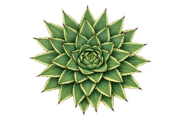 Obraz premium Green succulent plant forming beautiful symmetrical rosette pattern with sharp leaves, growing in nature, transparent background