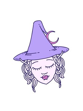 shaking motion animation of Retro Tattoo Style elf mage character face