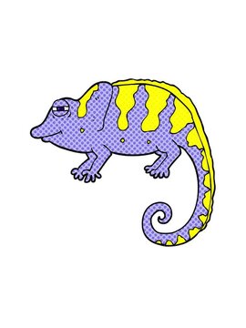 spinning motion animation of freehand drawn cartoon chameleon