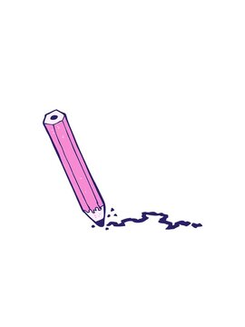 rise and float animation of cartoon pencil in neon colors