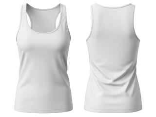 Front And Back View Of White Tank Top Apparel t-shirt clothing isolated on a transparent background