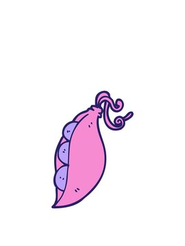 rise and float animation of cartoon doodle peas in pod