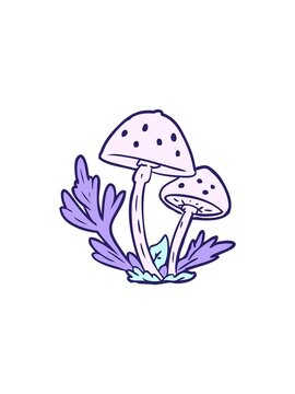 popping motion animation of  wild mushrooms cartoon
