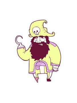 attention grabbing animation of cartoon pirate in bright glow color