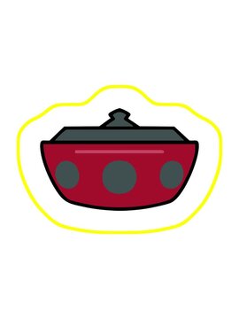 radioactive glowing animation of traditional pattern japanese ceramic cooking bowl