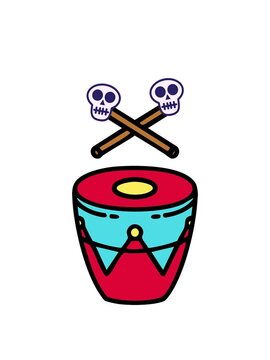 spinning skulls animation of traditional brazilian drum percussion instrument