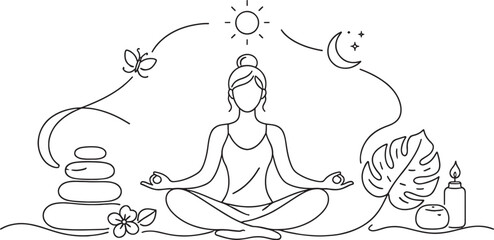 Yoga Meditation Woman Nature Relaxation Peaceful Scene