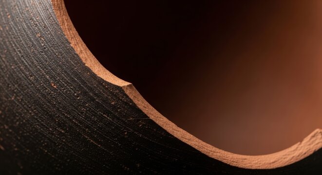 Close-up of a Terracotta Clay Pipe Cross-Section with Rough Texture