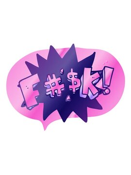 jiggle and pause animation of freehand drawn speech bubble cartoon swearword