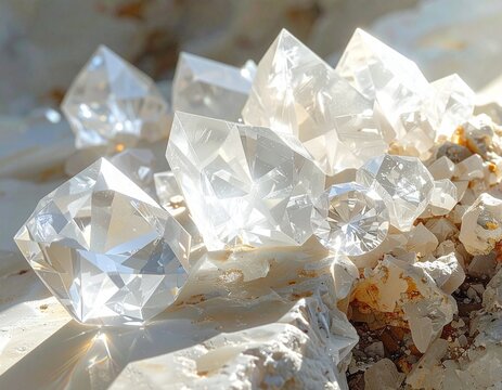 Minuscule white diamonds exhibiting imperfections and inclusions.