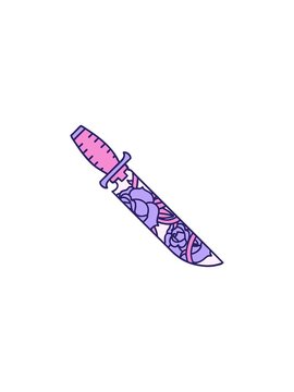 flashy sales animation of tattoo style dagger and flowers