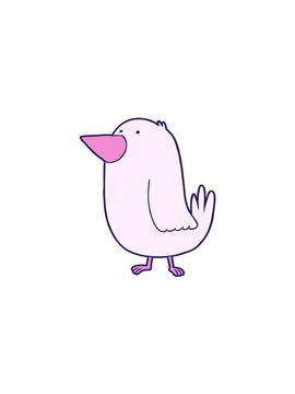 rise and float animation of cartoon cute neon color bird