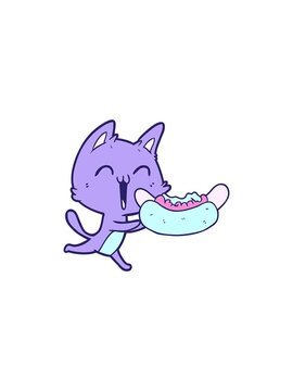 sales flash animation of happy cartoon cat meowing