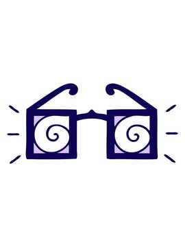 neon light effect animation of cute cartoon of hypno glasses