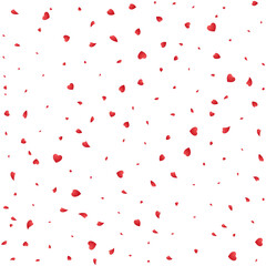 Falling Red Heart Confetti on Transparent Background, Love and Valentine Celebration, Romantic Celebration Pattern, Valentine Love Decoration