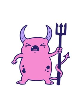 pixelize effect animation of cartoon angry little devil