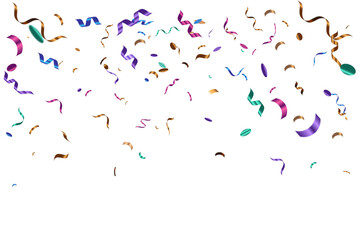 Colorful Confetti Ribbons Falling on Transparent Background, Party Celebration Decoration
