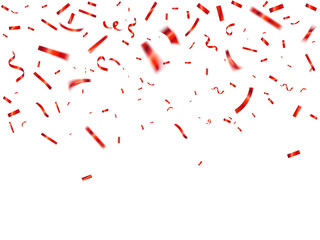 Red Confetti Ribbons Falling on Transparent Background, Party Celebration Decoration, Festive Celebration Abstract
