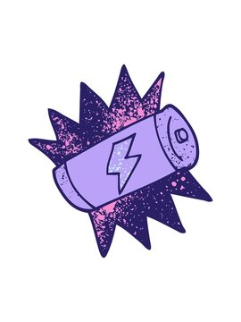 shine light effect animation of cartoon doodle fully charged battery