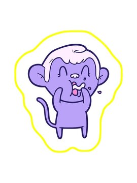 radioactive glowing animation of crazy cartoon monkey