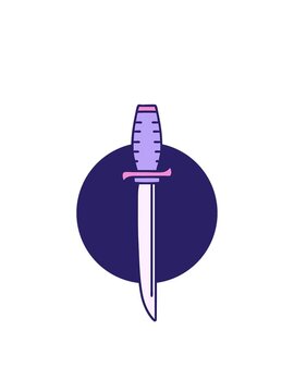 blinking radial lines animation of iconic tattoo style image of a dagger