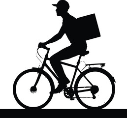 Delivery Courier by cycle Silhouette Vector &ndash; Logistics Service Concept