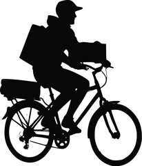 Cycle parcel delivery Silhouette Vector &ndash; Logistics Service Concept